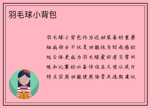 羽毛球小背包